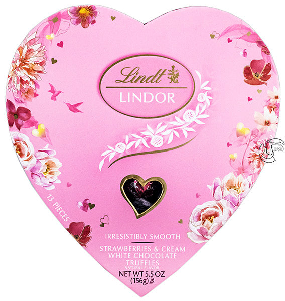 Lindt Lindor Strawberry Cream White Chocolate Truffles Heart