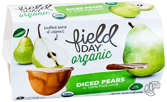 Field Day Organic Diced Pears in Juice 4pk